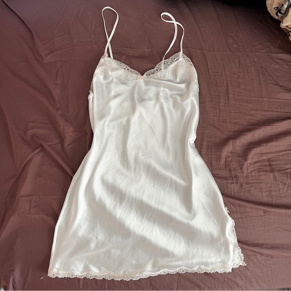 Victoria’s Secret White lace trim slip dress